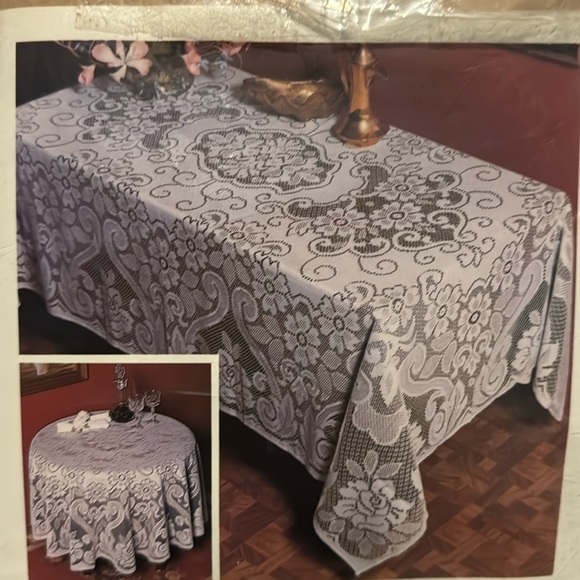 Vintage Lace Table Cloth Rectangular 60”x 80” Perfect Home Made in USA Ivory - Picture 1 of 5